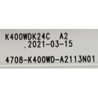 KIT DE LEDS PARA TV HISENSE (3 PZ) / NUMERO DE PARTE K400WDK24C / 4708-K400WD-A2113N01 / 471R1P79 / 110306-400C1001 / NZ-210621-4154L734 / 010530 / 217165 / PANEL K400WDK24C-MG220A1 / MODELO 40H4030F1